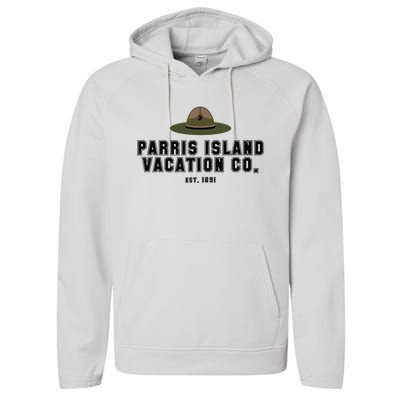 Funny Parris Island Vacation Company Design Performance Fleece Hoodie