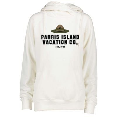 Funny Parris Island Vacation Company Design Womens Funnel Neck Pullover Hood