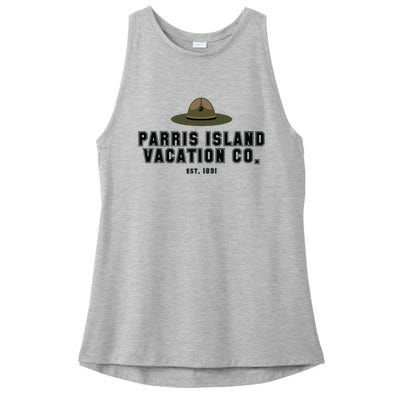 Funny Parris Island Vacation Company Design Ladies PosiCharge Tri-Blend Wicking Tank