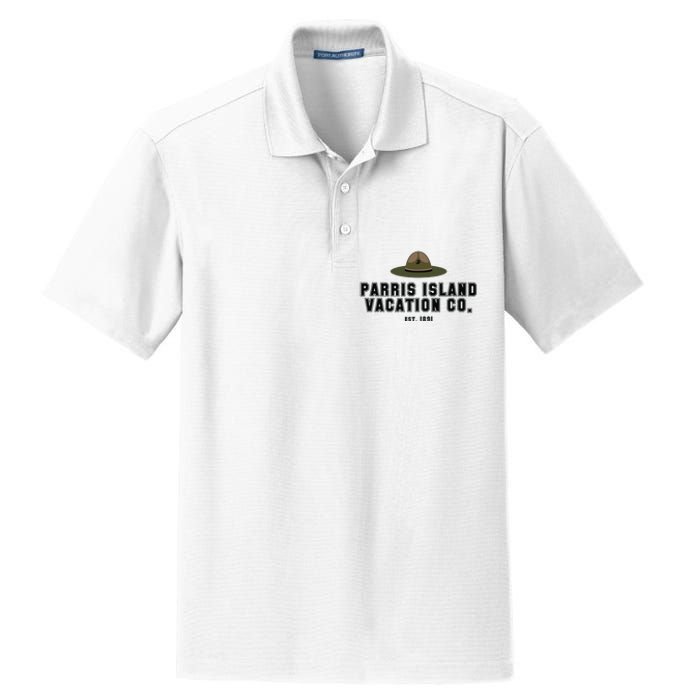 Funny Parris Island Vacation Company Design Dry Zone Grid Polo