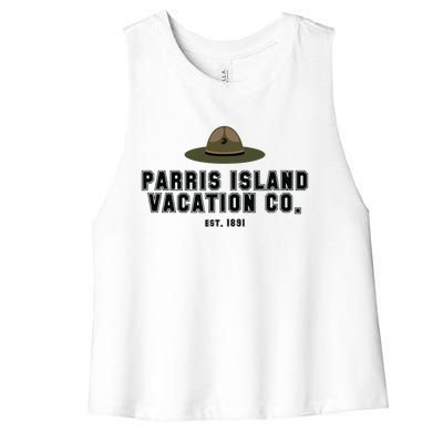 Funny Parris Island Vacation Company Design Women's Racerback Cropped Tank