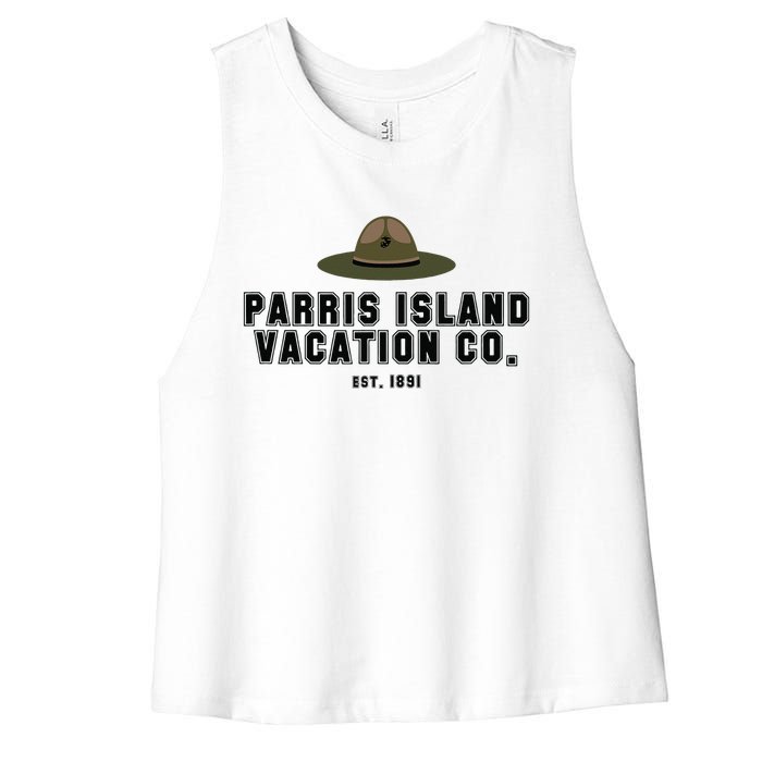 Funny Parris Island Vacation Company Design Women's Racerback Cropped Tank