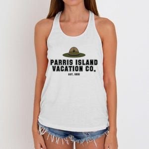 Funny Parris Island Vacation Company Design Women's Knotted Racerback Tank