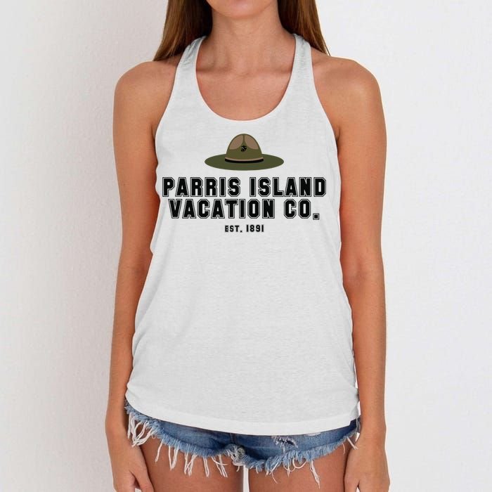 Funny Parris Island Vacation Company Design Women's Knotted Racerback Tank