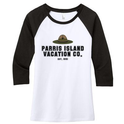 Funny Parris Island Vacation Company Design Women's Tri-Blend 3/4-Sleeve Raglan Shirt