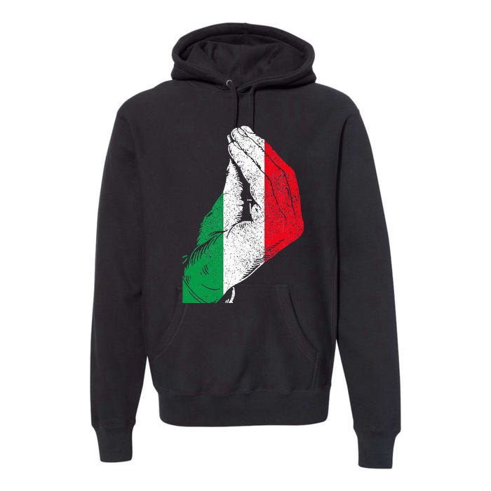 Flag Pride Italy Hand Gesture Italia Italian Premium Hoodie