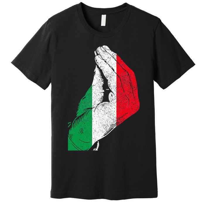 Flag Pride Italy Hand Gesture Italia Italian Premium T-Shirt