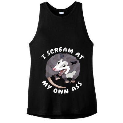 Funny Possum I Scream At My Own Trash Cat Opossum Meme Ladies PosiCharge Tri-Blend Wicking Tank