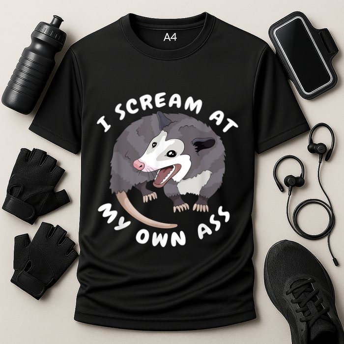Funny Possum I Scream At My Own Trash Cat Opossum Meme Performance Shirt