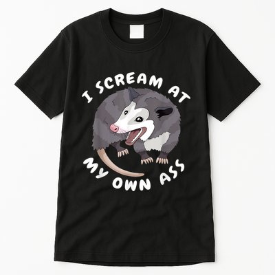 Funny Possum I Scream At My Own Trash Cat Opossum Meme Tall T-Shirt
