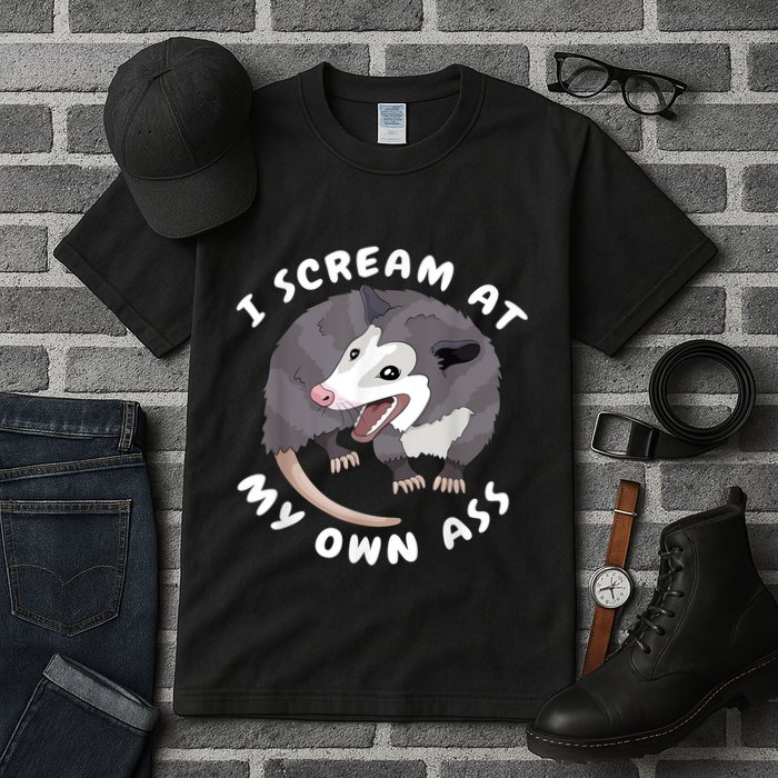 Funny Possum I Scream At My Own Trash Cat Opossum Meme Tall T-Shirt