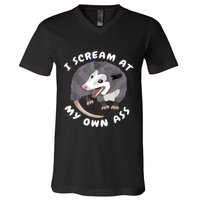 Funny Possum I Scream At My Own Trash Cat Opossum Meme V-Neck T-Shirt