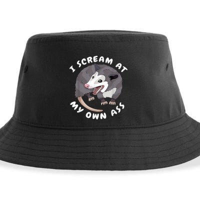 Funny Possum I Scream At My Own Trash Cat Opossum Meme Sustainable Bucket Hat