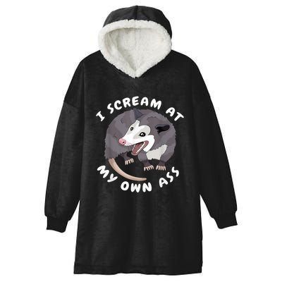 Funny Possum I Scream At My Own Trash Cat Opossum Meme Hooded Wearable Blanket