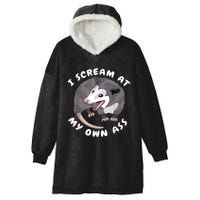 Funny Possum I Scream At My Own Trash Cat Opossum Meme Hooded Wearable Blanket