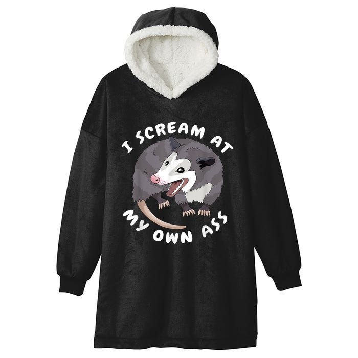 Funny Possum I Scream At My Own Trash Cat Opossum Meme Hooded Wearable Blanket
