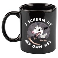 Funny Possum I Scream At My Own Trash Cat Opossum Meme 11oz C Handle Ceramic Mug