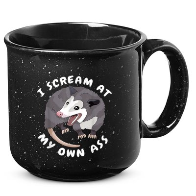 Funny Possum I Scream At My Own Trash Cat Opossum Meme 15oz Campfire Ceramic Mug