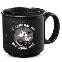 Funny Possum I Scream At My Own Trash Cat Opossum Meme 15oz Campfire Ceramic Mug