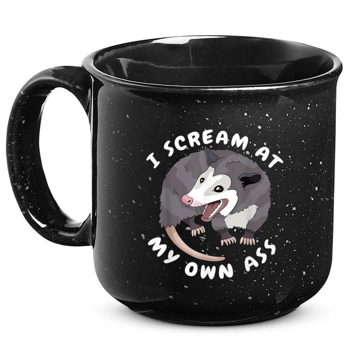 Funny Possum I Scream At My Own Trash Cat Opossum Meme 15oz Campfire Ceramic Mug