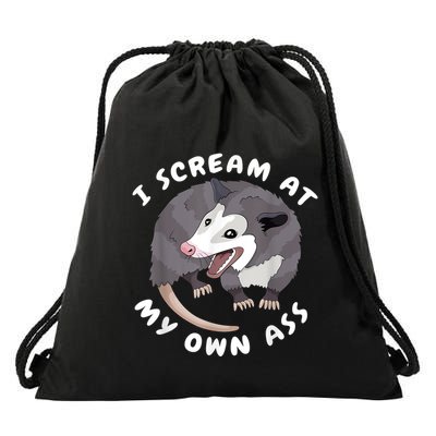 Funny Possum I Scream At My Own Trash Cat Opossum Meme Drawstring Bag