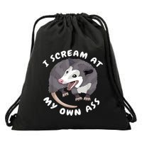 Funny Possum I Scream At My Own Trash Cat Opossum Meme Drawstring Bag