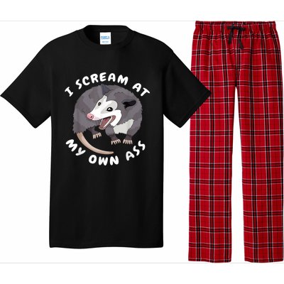 Funny Possum I Scream At My Own Trash Cat Opossum Meme Pajama Set