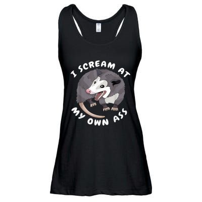Funny Possum I Scream At My Own Trash Cat Opossum Meme Ladies Essential Flowy Tank