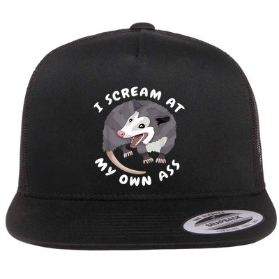 Funny Possum I Scream At My Own Trash Cat Opossum Meme Flatbill Hat