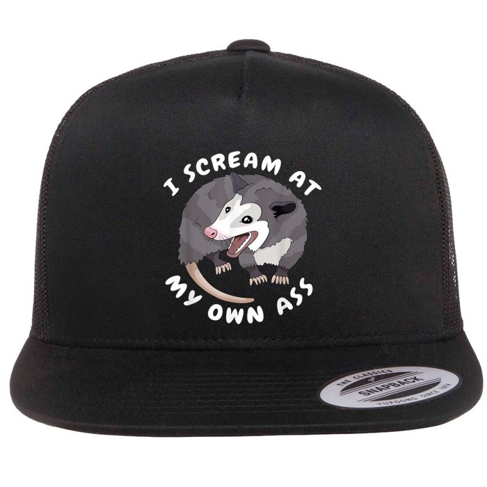 Funny Possum I Scream At My Own Trash Cat Opossum Meme Flatbill Hat