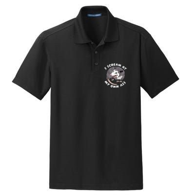 Funny Possum I Scream At My Own Trash Cat Opossum Meme Dry Zone Grid Polo