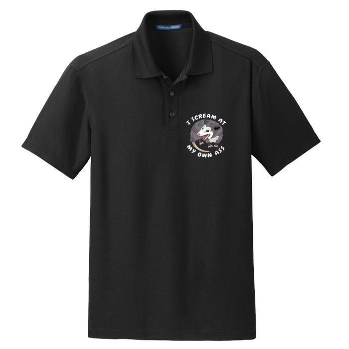 Funny Possum I Scream At My Own Trash Cat Opossum Meme Dry Zone Grid Polo