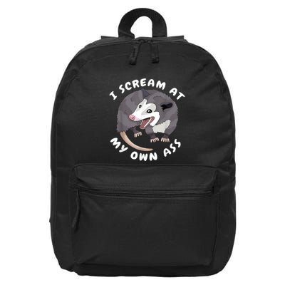 Funny Possum I Scream At My Own Trash Cat Opossum Meme 16 in Basic Backpack