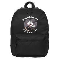 Funny Possum I Scream At My Own Trash Cat Opossum Meme 16 in Basic Backpack