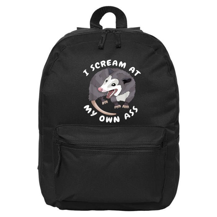 Funny Possum I Scream At My Own Trash Cat Opossum Meme 16 in Basic Backpack