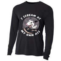 Funny Possum I Scream At My Own Trash Cat Opossum Meme Cooling Performance Long Sleeve Crew