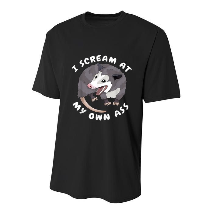 Funny Possum I Scream At My Own Trash Cat Opossum Meme Youth Performance Sprint T-Shirt