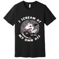 Funny Possum I Scream At My Own Trash Cat Opossum Meme Premium T-Shirt