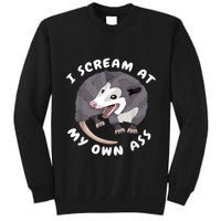 Funny Possum I Scream At My Own Trash Cat Opossum Meme Tall Sweatshirt