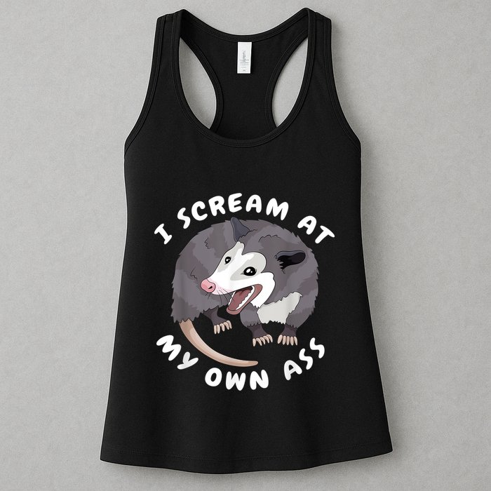 Funny Possum I Scream At My Own Trash Cat Opossum Meme Womens Tank Top