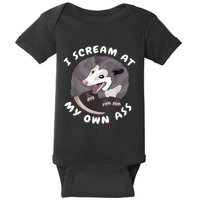 Funny Possum I Scream At My Own Trash Cat Opossum Meme Baby Bodysuit