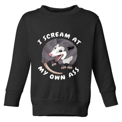 Funny Possum I Scream At My Own Trash Cat Opossum Meme Toddler Sweatshirt