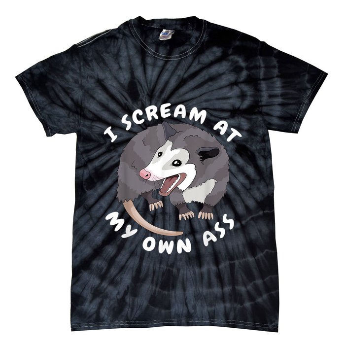 Funny Possum I Scream At My Own Trash Cat Opossum Meme Tie-Dye T-Shirt