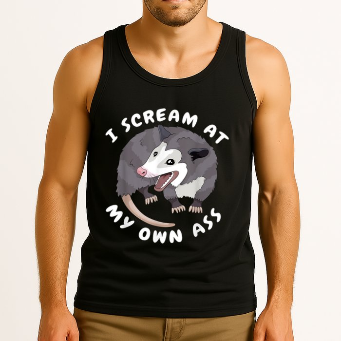 Funny Possum I Scream At My Own Trash Cat Opossum Meme Tank Top