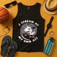 Funny Possum I Scream At My Own Trash Cat Opossum Meme Tank Top