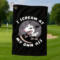 Funny Possum I Scream At My Own Trash Cat Opossum Meme Golf Towel
