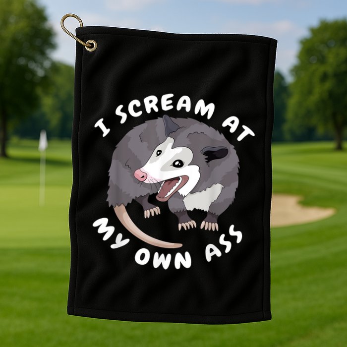 Funny Possum I Scream At My Own Trash Cat Opossum Meme Golf Towel