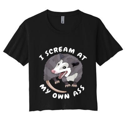 Funny Possum I Scream At My Own Trash Cat Opossum Meme Crop Top