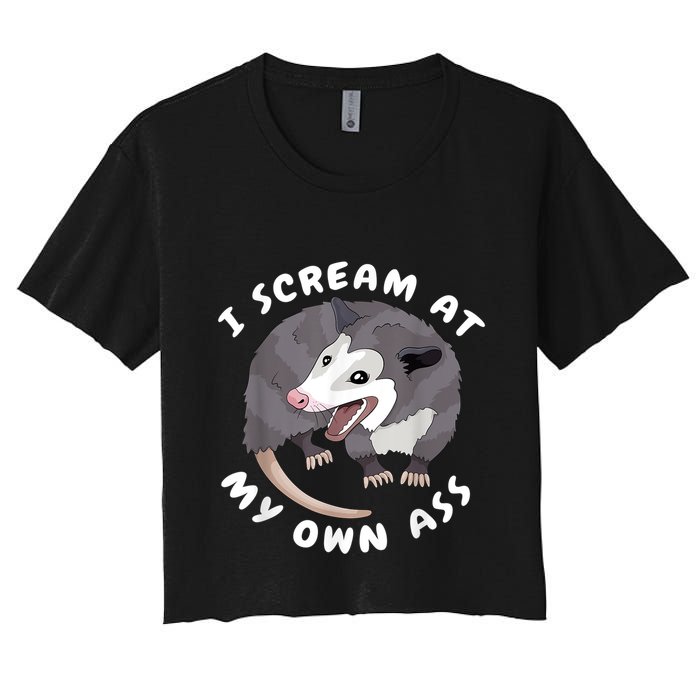 Funny Possum I Scream At My Own Trash Cat Opossum Meme Crop Top