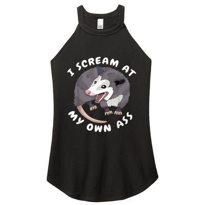 Funny Possum I Scream At My Own Trash Cat Opossum Meme Women's Perfect Tri Rocker Tank